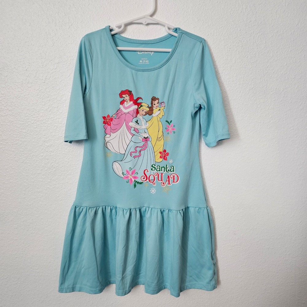 Disney‎ Princess Santa Squad Christmas Dress Girls Size 7/8